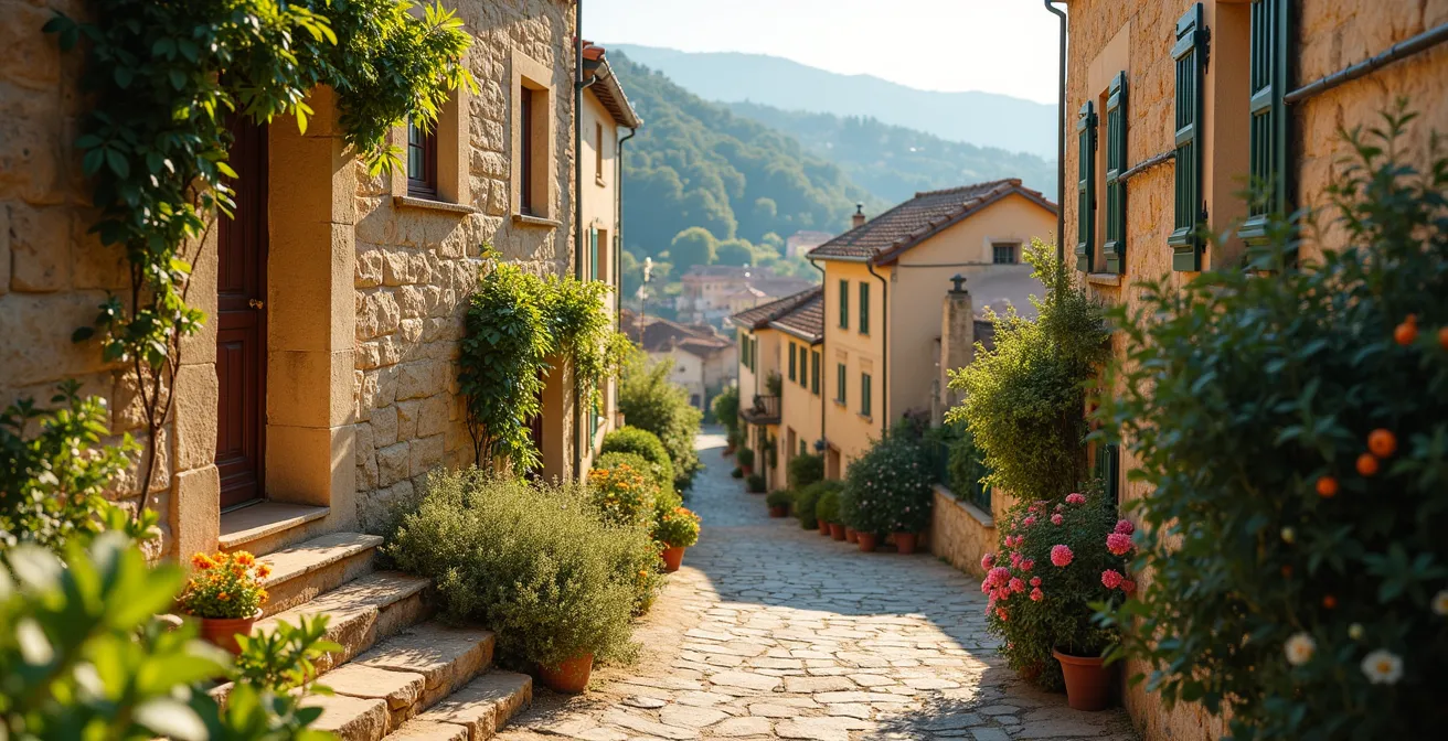 Vue pittoresque du village de Gordes avec ses maisons en pierre sous un ciel lumineux